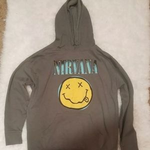 Nirvana Hoodie Green Size Medium. Grunge Rock Face